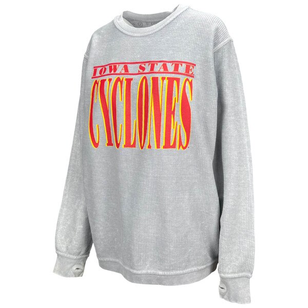 Pressbox Women's Iowa State Cyclones Gray Oversized Crew Neck Sweatshirt